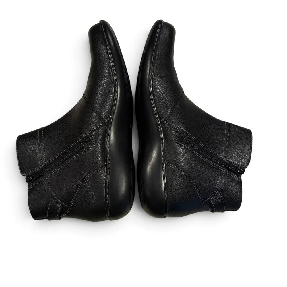 Clarks Women Ashland Mabel Ankle Booties Size US 10M Black Tumbled Leather